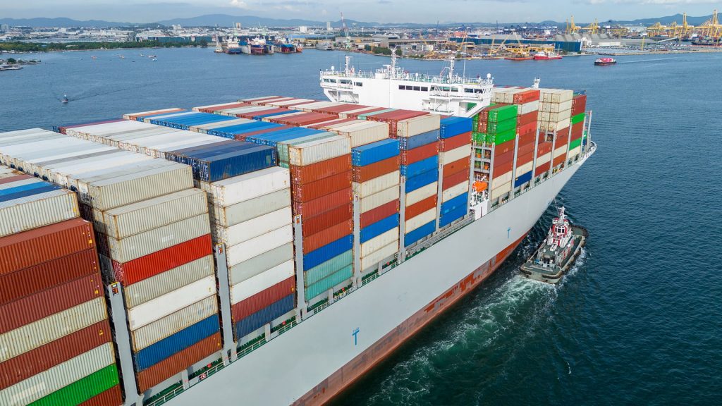 arriving at port shipping cargo