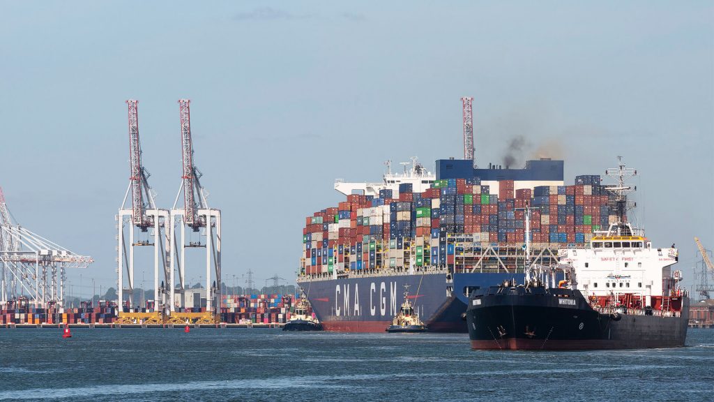 Containers arriving at a UK port as part of the import process